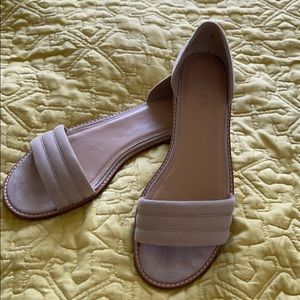 Nude J. Crew suede flat sandals